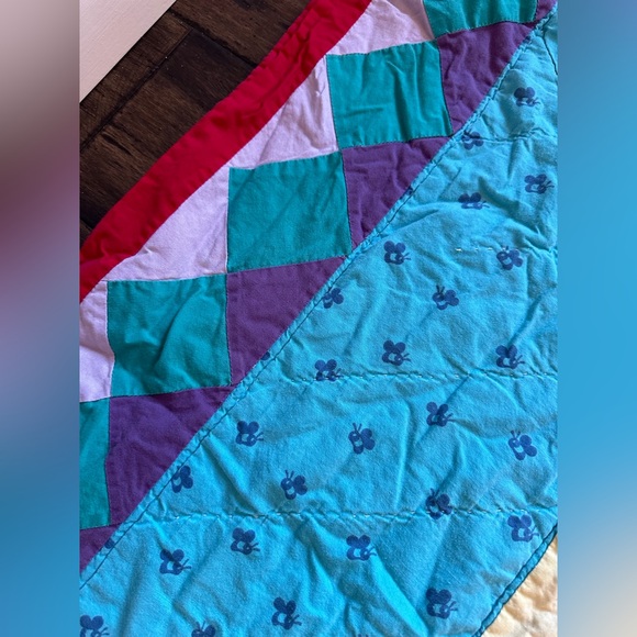 Vintage Disney Winnie The Pooh Toddler Blanket Patchwork Quilt Embroidered 90’s - Picture 7 of 15